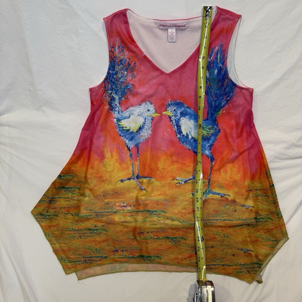 Leoma Lovegrove Tank Top Blouse Shirt Wearable Art Sand Piper Beach Colorful M - Picture 7 of 9